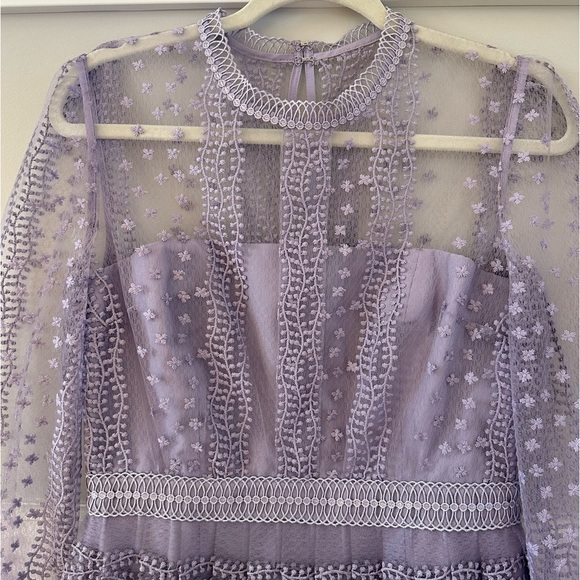 Self Portrait Lilac Tiered Midi Dress - Picture 15 of 16